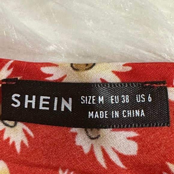 SHEIN Women’s Orange Floral Mini Dress Size Medium - Picture 5 of 8